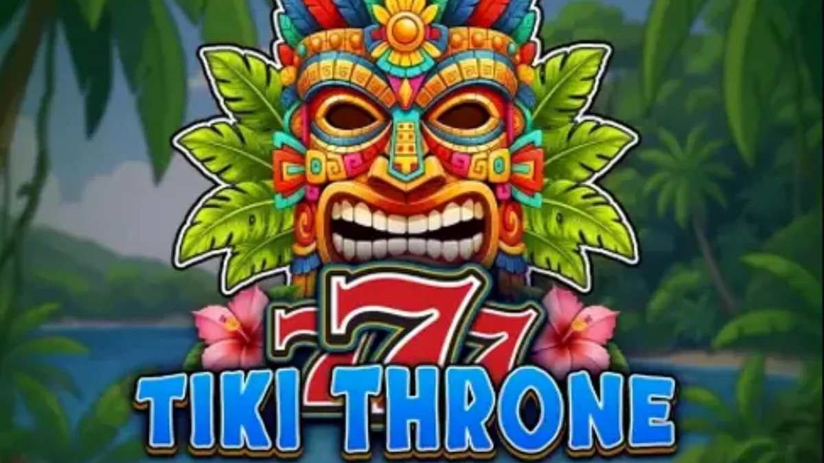 777 – Tiki Throne سلاٹ گیم کا ایک منظر جس میں ٹراپیکل جزیرے کا تھیم دکھایا گیا ہے